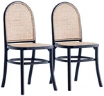 Paragon Matte Black Wood Natural Cane Dining Chairs Set Of 2. Fixed Price $939.91.