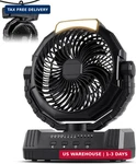 Kopbeau Portable Camping Fan With Lights, 20000MAH Rechargeable Battery Operated. Fixed Price $44.99.