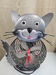 Himalayan Breeze Cat Shaped Table Fan Quiet Operation Metal Silver HBM-7003. Fixed Price $17.00.