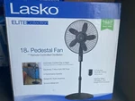 Lasko S18610 18" Elite Quiet Pedestal Fan W/remote And Adjustable Thermostat. Fixed Price $45.00.