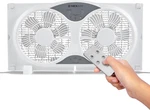 9" Twin Window Fan With Remote, 3 Speeds, Reversible Airflow, Easy Install. Fixed Price $104.99.