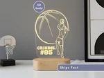 Custom Basketball Nightlight, Unique Led Lamp Gift For Girls Sports Fan Room. Fixed Price $39.99.
