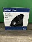 Principal 4-INCH Desk Fan Black. Fixed Price $5.99.