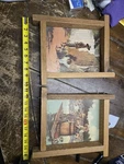 Vtg Jim Daly Prints Pair Tom Sawyer Huckleberry Finn Rustic Barn Wood Frames 13". Fixed Price $21.00.