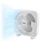 Comfort Zone 9 Inch White Portable Box Fan Quiet Cooling With 2 Speed Settings. Fixed Price $33.86.