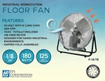Tpi F18-TE 18" Industrial Workstation Floor Fan, 1/8 Hp, 3 Speed, 120V. Fixed Price $215.68.