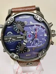New Diesel DZ7314 Mr. Daddy Gunmetal,brown Leather BAND,4 Times Zone, No Box. Fixed Price $198.00.