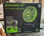 Greenworks 24V 10" Hybrid Cordless Fan With 2AH Battery & Charger *open Box-read. Fixed Price $79.99.