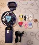 BT21 Koya, Chimmy, Shooky, Tata, Van, Rj, Mang, Cooky Rechargeable Hand-held Fan. Fixed Price $34.99.