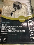 Hampton Bay 24 In. 3-SPEED Oscillating High Velocity Black Wall Mount Fan *used. Fixed Price $149.99.
