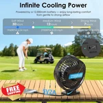 Minthouz Magnetic Golf Cart Fan Rechargeable 12000MAH 3-SPEED Timer Led. Fixed Price $44.99.