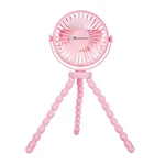 4 In. Tri-pod Stroller Fan With Flexible Legs, 3-SPEED, Rechargeable, Pink. Fixed Price $23.84.