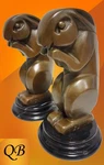 Bronze Figurine Sculpture Art Deco Pair Of Rabbit Statues Wildlife Animal Figure. Fixed Price $248.83.