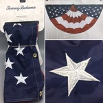Tommy Bahama Large Embroidered Star Pleated Fan American Flag Bunting 72X36 New. Fixed Price $89.99.