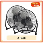 (2 Pack) Mainstays 9" High Velocity Metal Floor Fan 3-SPEED Wall Mountable Black. Fixed Price $40.59.