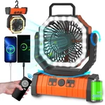 Adust Camping Battery Operated Powered Fan With Led Lantern Light F6, Orange. Fixed Price $64.83.