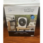 Mainstays 9" Dual-powered Portable Fan 3-SPEED Tilt Head Handle White/black. Fixed Price $30.00.