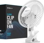 6-INCH Clip Fan, 360 Degree Rotation, Two Speed Portable With Strong. Fixed Price $27.99.