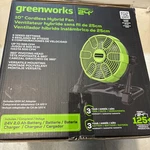 Greenworks 24V 10" Hybrid Cordless Fan Kit W/ 2AH Battery & Charger.nb 0033. Fixed Price $62.99.