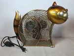 Breeze Vintage Art Style Decorative Fan Cat Metal 13X15" Works Well. Fixed Price $85.00.