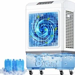 Portable Evaporative Air Cooler, With Remote 7 Hours Timer Model L242Y White. Fixed Price $199.40.