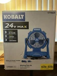 Kobalt 7-IN 24-VOLT 3-SPEED High Velocity Misting Floor Fan With Battery Pack. Fixed Price $80.00.