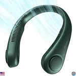 Portable Neck Fan, Hands-free Bladeless, 5 Speeds, Rechargeable, Dark Green. Fixed Price $53.12.