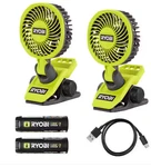 2X Ryobi Usb Clamp Fan Kit With (2) 2.0 Ah Batteries Ships Puerto Rico Free. Fixed Price $84.00.