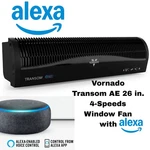 Vornado Transom Ae 26IN Window Fan 4-SPEED Alexa Voice Remote Wi-fi Black. Fixed Price $89.99.