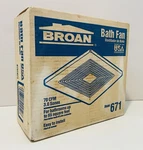 Broan Model 671 Bathroom Ventilation Fan, 70 Cfm, 3.0 Sones, Ducting. Fixed Price $44.85.
