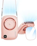 Gaiatop Mini Neck Fan, Rechargeable Handheld Desk Use, Led Power Small, Pink. Fixed Price $18.99.
