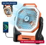 Odoland Rechargeable Camping Fan, 20000MAH Battery Fans With Led Lantern For Ten. Fixed Price $52.48.