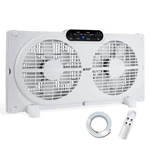 Beyond Breeze Twin Window Fan With Reversible 9" Remote Control, White. Fixed Price $75.99.