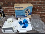 See Demo Video Vtg Panasonic F-1207 12" 5 Way Oscillating Desk Fan Blue Blade. Fixed Price $110.00.