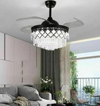 Unique Black 42" Crystal Chandelier Remote 3-COLOR Led 3-SPEED Ceiling Fans. Fixed Price $240.99.