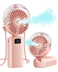 Gaiatop Portable Misting Fan, 180 Foldable Handheld, 3 Speeds Small, Pink. Fixed Price $24.18.