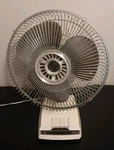 Vintage Sears Roebuck 12" Oscillating 3-SPEED Fan Smoke Blades Model 453-80120. Fixed Price $79.99.
