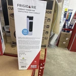 Frigidaire Compact Tower Fan Bladeless, 3 Speeds, 120V, Black/white. Fixed Price $36.00.