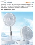 New Primevolve Battery Operated Fan,portable Rechargeable Usb Floor Desk. Fixed Price $19.99.