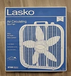 Lasko Air Circulating Box Fan, Quiet Speeds 3733, Blanco. Fixed Price $39.99.