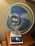 Clean Vintage Panasonic F-1208 5 Way Oscillating Desk Fan 12" 3-SPEED Blue Blade. Fixed Price $99.95.