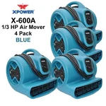 Xpower 1/3HP Air Mover Carpet Dryer Blower Floor Fan W/gfci Outlets 4 Pack-blue. Fixed Price $1053.80.