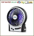 Efluky 3 Speeds Mini Desk Fan, Rechargeable Battery Operated With Led Light. Fixed Price $16.83.