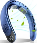 Frsara Rechargeable Neck Fan, Personal With Led Display - Blue. Fixed Price $24.66.