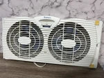 Holmes Twin Window Fan 2-SPEED Manual Control Blue Blades Vintage 11/02 Tested. Fixed Price $72.00.