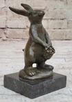 Vintage Brass Rabbit Bunny Bronze Sculpture Art Deco Hot Cast Marble Base Figure. Fixed Price $199.00.