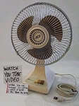 Vintage Desk Fan Kingwood Oscillating Speed GM-902 8" Blade 16" Tall Tan. Fixed Price $37.91.