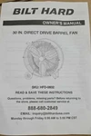Bilt Hard 30 Direct Drive Barrel / Drum Fan HFD-0602 13,000 Cfm Industrial. Fixed Price $159.99.