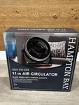 Hampton Bay 11" Air Circulator 3-SPEED Portable Desk Fan Black Open Box. Fixed Price $19.99.