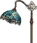 Adjustable Tiffany Stained Glass Floor Lamp - Dark Blue Dragonfly Design. Fixed Price $328.99.